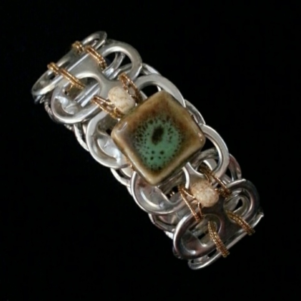 Hand Crafted Way Cool stretchy beer can tab bracelet